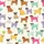 Women's Whimsical Cartoon Dog Pattern with Leopard Spots, Polka Dots & Abstract Shapes in Orange Pink Teal Satin Pajamas Set - 2