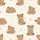 Women's Creamy Off-White Warm Brown Whimsical Sleeping Teddy Bear Tan Star Moon Pattern Satin Pajamas Set - 2