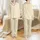 Women's Minimalist Cream Hand-Drawn Floral Pale Yellow Olive Green Pattern Satin Pajamas Set - 1