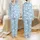 Whimsical Geese Admirers' Light Sky Blue Illustrative Geese Pattern with Royal Blue Bow Ties & Fedoras Satin Pajamas Set - 1