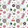 Women's White Lucky Charm Whimsical Pattern: Disco Dice Cards Hearts Stars & Cacti Satin Pajamas Set - 2