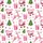 Women's Dreamy Watercolor Santa Deer Gift Box Tree Fuchsia Rose Pink Star Pattern Satin Pajamas Set - 2
