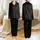 Women's Seamless Intricate Dark Black Floral Lace Rose Vine Pattern with Subtle Black-on-Black Contrast Satin Pajamas Set - 1