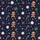 Women's Festive Midnight Navy Cartoon Gingerbread Men Santa Hats Candy Canes Cookies Colorful Stars Satin Pajamas Set - 2