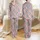 Women's Muted Rose Pink Dusty Slate Blue Abstract Organic Botanical Pattern Satin Pajamas Set - 1