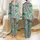Women's Folk Art Tropical Birds & Palm Floral Pattern Light Aqua Coral Pink Teal Green Satin Pajamas Set - 1