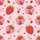 Women's Whimsical Bright Red Strawberry, Pink Bow, Pale Pink Blossom, Dark Pink Hearts Pattern Satin Pajamas Set - 2