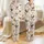 Women's Whimsical Hand-Drawn Rooster Hen Chick Wildflower Cream Farm Pattern Satin Pajamas Set - 1