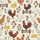 Women's Whimsical Hand-Drawn Rooster Hen Chick Wildflower Cream Farm Pattern Satin Pajamas Set - 2