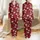 Women's Romantic Ruby Red Multi-Tone Rose & Forest Green Art Satin Pajamas Set - 1