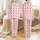 Women's Light Pastel Pink Gingham Check with Scattered Red Cherry & Pale Pink Heart Pattern Satin Pajamas Set - 1