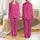 Women's Vibrant Fuchsia Off-White Abstract Minimalist Fluid Botanical Line Art Satin Pajamas Set - 1