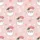 Women's Cheerful Hand-Drawn Pink Santa Head Holly Berry Snowflakes All-Over Pattern Satin Pajamas Set - 2