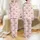 Women's Cheerful Hand-Drawn Pink Santa Head Holly Berry Snowflakes All-Over Pattern Satin Pajamas Set - 1