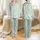 Women's Delicate White Baby Blue Floral, Blush Pink Centers, Sage Green, Micro Polka Dots, Hand-Drawn Quaint Style Satin Pajamas Set - 1