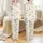 Women's Creamy Off-White Muted Brown Hand-Drawn Whimsical Teddy Bear Moon Star Pattern Satin Pajamas Set - 1
