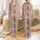 Cat Lovers' Whimsical Dusty Rose Pink Hand-Drawn Rear View Cat Pattern with Ginger, Calico & Tabby Fur Satin Pajamas Set - 1