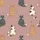 Cat Lovers' Whimsical Dusty Rose Pink Hand-Drawn Rear View Cat Pattern with Ginger, Calico & Tabby Fur Satin Pajamas Set - 2