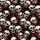 Alternative Style Apparel Dark Graphic Black Red White Stylized Skulls & Vines Grunge Pattern Satin Pajamas Set - 2