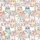 Women's Whimsical Pastel Cartoon Cats Seamless Pattern with Pink, Peach, Blue & Grey Satin Pajamas Set - 2