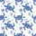 Women's Stylized Cobalt Blue Sea Turtle Mosaic & Cream Coral Reef Illustrative Pattern Satin Pajamas Set - 2