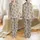 Women's Heather Grey Cute Illustrative Baby Highland Cow Pattern with Golden Fur & Leopard Bows Satin Pajamas Set - 1