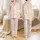 Women's Dusty Rose Toile de Jouy East Asian Pagoda Crane Landscape Pattern Satin Pajamas Set - 1