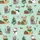 Women's Whimsical Christmas Cats Mint Green Red Gold Holiday Pattern Satin Pajamas Set - 2