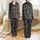 Women's Intertwined Organic Abstract Thermal Texture Charcoal Black Grey Fiery Orange Red Blue Swirl Satin Pajamas Set - 1