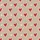 Women's Cozy Muted Beige Hand-Drawn Red Heart Scattered Pattern Taupe Vertical Stripes Off-White Scalloped Lace Satin Pajamas Set - 2