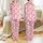 Women's Sweet Feminine Pale Blush Pink All-Over Fuchsia Rose Pink Satin Bow Muted Tan Line Art Print Satin Pajamas Set - 1
