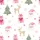 Festive Adults' Blush Pink Fuchsia Whimsical Watercolor Santa Reindeer Gift Box Snowflake Pattern Satin Pajamas Set - 2