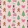 Women's Whimsical Blush Pink Nutcracker Gingerbread Christmas Tree Gift Box Bow Holly Candy Cane Pattern Satin Pajamas Set - 2