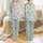 Women's Naturalistic Illustrative Busy Bumblebee Floral Mustard Goldenrod Lavender Sky Blue Pattern Satin Pajamas Set - 1