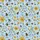 Women's Naturalistic Illustrative Busy Bumblebee Floral Mustard Goldenrod Lavender Sky Blue Pattern Satin Pajamas Set - 2