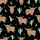 Women's Whimsical Light Brown Highland Cow & Pale Mint Cactus Black Starry Night Pattern Satin Pajamas Set - 2