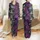 Women's Macabre Romantic Silver Skull Amethyst Rose Thorny Vine Butterfly Design Satin Pajamas Set - 1