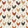 Women's Charming Illustrative Farmyard Hens Roosters Scattered Print in Terra Cotta, Charcoal, Beige Satin Pajamas Set - 2