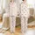 Women's Sweet Cream Dusty Rose Pink Scattered Hearts Dots Stars Pattern Satin Pajamas Set - 1