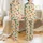 Women's Whimsical Golden Retriever Dachshund Poodle Floral Repeating Pattern Cream Teal Orange Satin Pajamas Set - 1