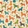 Women's Whimsical Golden Retriever Dachshund Poodle Floral Repeating Pattern Cream Teal Orange Satin Pajamas Set - 2