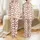 Women's Cream Pink Whimsical Scattered Red Strawberry Blossom & Leaf Pattern Satin Pajamas Set - 1