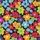 Women's Vibrant Multi-Color Flat Graphic Floral Design on Black with Contrasting Dot Centers Satin Pajamas Set - 2