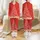 Women's Vivid Red Elegant Christmas Tree Gold Filigree Swirls White Snowdrift Design Satin Pajamas Set - 1