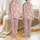 Women's Kawaii White Bunnies Holding Orange Carrots Repeating Pattern on Soft Rosy Pink Satin Pajamas Set - 1