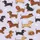 Dachshund Lovers' Cheerful Cartoon Dachshund Dog Seamless Pattern, Pastel Lavender, Multi-Color Poses, Sunglasses & Hearts Satin Pajamas Set - 2