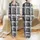 Women's Intricate Black White Grey Plaid with Seamless Multi-Style Heart Motifs & Subtle Blue Accents Satin Pajamas Set - 1