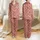 Women's Vibrant Warm Red Cable Knit Texture & Creamy Beige Abstract Bunny Ear Flow Satin Pajamas Set - 1