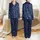 Women's Deep Navy Blue Flat White Minimalist Celestial Stars Moon Outline Constellation Pattern Satin Pajamas Set - 1