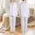 Women's Pastel Lavender Creamy White Delicate Stylized Lace Abstract Botanical Seamless Print Satin Pajamas Set - 1